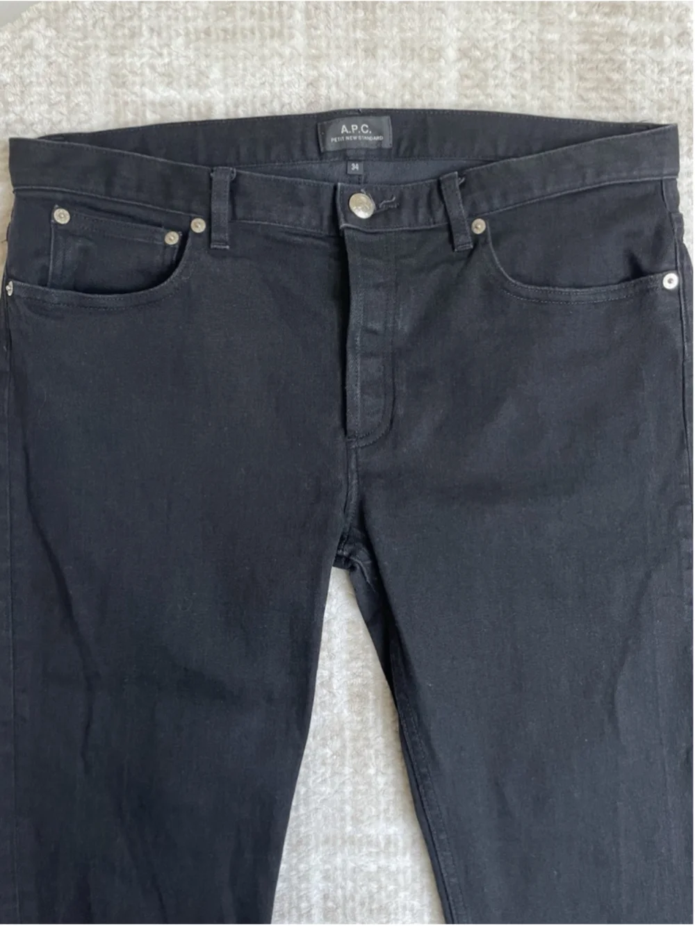 APC Jeans Mens 34X33 Black Petit New Standard Button Fly Denim Pants Slim Skinny